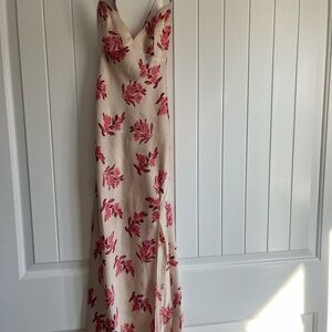 Floral Maxi Dress with Red Pattern